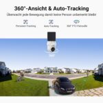 ANSQUE Solar-Akkukamera-Set mit vier schwenkbaren 2K-Kameras und Basisstation
