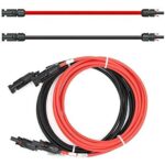 Aufgerolltes Solarkabel in Rot und Schwarz mit ab Werk montierten Solarsteckern an beiden Enden.