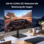KTC H27D9: schwarzer 27-Zoll-Monitor mit schmalem Rahmen auf dem mitgelieferten Standfuss, Frontansicht.