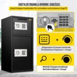 VEVOR Sicherheitsschrank in Schwarz mit zwei Türen, elektronischem Tastenfeld und Schlüsselaufnahme.