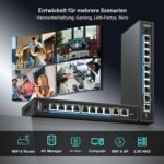 GiGaPlus S25-0802T Netzwerk-Switch im schwarzen Metallgehäuse mit acht 2.5G-Ports und zwei 10G-RJ45-Uplinks.