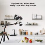K&F Concept Dreibeinstativ aus Aluminium mit horizontal ausgeschwenkter Mittelsäule und Kugelkopf.