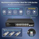 YuanLey YS25-1602P 18-Port PoE Switch mit 16 RJ45-Ports und zwei SFP+-Steckplätzen