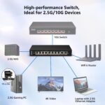YuanLey YS25-0802T 10-Port Switch mit acht 2,5G-Ports und zwei 10G-RJ45-Ports im lüfterlosen Metallgehäuse