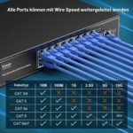 VIMIN VM-S251602T Netzwerk-Switch mit 16 Ports zu 2,5 Gbit/s und zwei 10-Gbit/s-RJ45-Ports im schwarzen Metallgehäuse