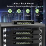 NICGIGA S100-0800T Netzwerk-Switch mit acht 10-Gbit/s-RJ45-Ports im schwarzen Metallgehäuse für die 19-Zoll-Montage