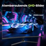Amzfast AMZG27C1Q Pro 27-Zoll-Curved-Monitor mit 1500R Krümmung auf Metallständer