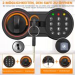 Schwarzer Tiskgg Standtresor mit 78 Liter, 60 cm hoch, elektronisches Zahlenschloss mit Tastatur und Drehknauf, Innenraum mit herausnehmbarem Regal