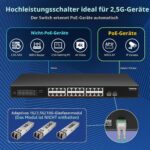 YuanLey 26-Port PoE-Switch mit 24 Ports zu 2,5 Gbit/s und zwei 10-Gigabit-SFP+-Steckplätzen