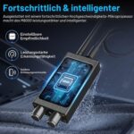 Der Detektor JMDHKK M8000 als schwarzes Handgerät mit montierter HF-Antenne.