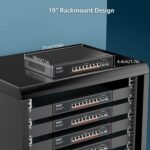 YuanLey 10 Port 2.5G PoE-Switch im schwarzen Metallgehäuse mit acht RJ45-PoE-Ports und zwei SFP+-Plätzen.