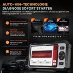 ANCEL FX6100 OBD2-Diagnosegerät mit 6,2-Zoll-Touchscreen und Diagnosekabel.