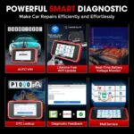 LAUNCH CRP129E V2.0 OBD2-Diagnosegerät mit 5-Zoll-Touchscreen und Diagnosekabel.