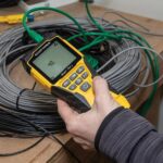 Klein Tools VDV Scout Pro 3 Prüfgerät mit Test- und Map-Remote, Locator-Remotes und Tragetasche.