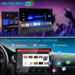 URVOLAX UR90A Autoradio mit 10,1-Zoll-Touchscreen, Rückfahrkamera, Antennen und Adapterkabeln.