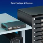 YuanLey YS25-1602 Netzwerk-Switch mit 16 RJ45-Anschlüssen für 2,5 Gbit/s und zwei SFP-Steckplätzen im schwarzen Metallgehäuse
