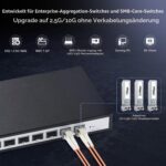 YuLinca Managed Switch mit acht SFP+-Plätzen im schwarzen Metallgehäuse, Frontansicht