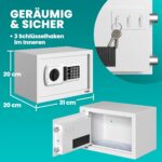 Deuba Möbeltresor in Silber mit elektronischem Zahlenschloss und geöffneter Stahltür
