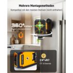 KAIWEETS T40 Kreuzlinienlaser mit grüner Kreuzlinie, klappbarem L-Halter und Magnetfuss