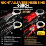 SOMELINE Crimpzange mit Ratsche, Abisolierzange und sortierten Kabelschuhen in der geöffneten Box