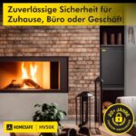 Schwarzer HomeSafe HV50K Möbeltresor mit Doppelbart-Schlüsselschloss und einem Einlegeboden.