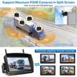 Kabellose Rückfahrkamera URVOLAX UR65X mit magnetischer Basis neben dem 7-Zoll-Monitor mit Sonnenschirm.