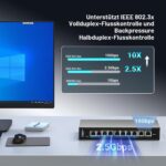GiGaPlus S25-0802T Netzwerk-Switch im schwarzen Metallgehäuse mit acht 2.5G-Ports und zwei 10G-RJ45-Uplinks.