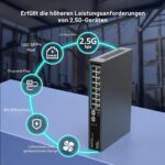 GiGaPlus S25-1602 Netzwerk-Switch im schwarzen Metallgehäuse mit sechzehn 2.5G-RJ45-Ports und zwei 10G-SFP+-Steckplätzen.