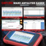 LAUNCH CRP129E V2.0 OBD2-Diagnosegerät mit 5-Zoll-Touchscreen und Diagnosekabel.