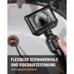 KAIWEETS Endoskopkamera mit 4,3-Zoll-Display, aufgerolltem 1,5-Meter-Schlangenrohr und 8-mm-Kamerakopf.