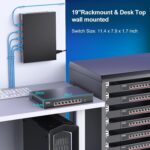 YuanLey YS100-0800TP 8-Port 10G PoE Switch im schwarzen Metallgehäuse mit acht RJ45-Ports