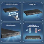 YuanLey YS25-4800-EU 48-Port 2,5G Switch im schwarzen Metallgehäuse für die 19-Zoll-Rackmontage