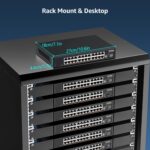YuanLey YS25-2402-N Netzwerk-Switch mit 24 RJ45-Anschlüssen für 2,5 Gbit/s und zwei SFP+-Steckplätzen im schwarzen Metallgehäuse