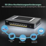 GiGaPlus S50-0800 Netzwerk-Switch mit acht RJ45-Anschlüssen für je 5 Gbit/s in schwarzem Gehäuse