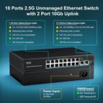 VIMIN VM-S251602T Netzwerk-Switch mit 16 Ports zu 2,5 Gbit/s und zwei 10-Gbit/s-RJ45-Ports im schwarzen Metallgehäuse