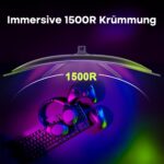 Amzfast AMZG27C1Q Pro 27-Zoll-Curved-Monitor mit 1500R Krümmung auf Metallständer