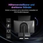 KTC U27T6 27-Zoll-4K-Monitor mit schmalem Rahmen auf Standfuss, Rückseite in Kohlefaseroptik