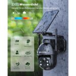 Schwarze YESYAMO ZS-GX8S Solar-Überwachungskamera mit schwenkbarem Kopf und Solarpanel