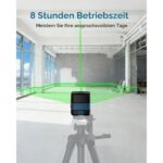 RockSeed LV1G Kreuzlinienlaser mit grüner waagrechter und senkrechter Linie an einer Wand