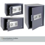 HMF 4612112 Möbeltresor in Anthrazit mit Tastenfeld des Elektronikschlosses und geöffneter Tür