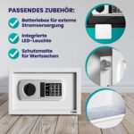 Deuba Möbeltresor in Silber mit elektronischem Zahlenschloss und geöffneter Stahltür