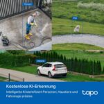 TP-Link Tapo C530WS Schwenk-Neige-Aussenkamera in Weiss mit zwei Antennen und Scheinwerfern