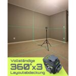 LasGoo LG-3D Linienlaser mit drei 360-Grad-Ebenen in grünem Strahl