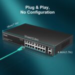 VIMIN 16-Port PoE-Switch mit 250 W Budget im Metallgehäuse