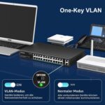 VIMIN 24-Port PoE-Switch mit 320 W Budget im Metallgehäuse für Rackmontage