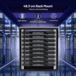 Schwarzer VIMIN 10-Gigabit-PoE-Switch mit acht RJ45-Ports im Metallgehäuse, Frontansicht.