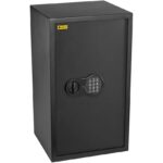Schwarzer HomeSafe HV70E Möbeltresor mit elektronischem Zahlenschloss und Tastenfeld an der Tür.