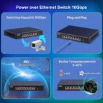 YuanLey YS100-0800TP 8-Port 10G PoE Switch im schwarzen Metallgehäuse mit acht RJ45-Ports