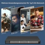 YuanLey YS25-4800-EU 48-Port 2,5G Switch im schwarzen Metallgehäuse für die 19-Zoll-Rackmontage