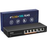 YuanLey YS25-0802T 10-Port Switch mit acht 2,5G-Ports und zwei 10G-RJ45-Ports im lüfterlosen Metallgehäuse